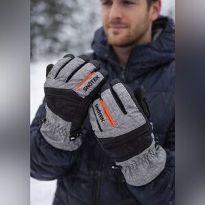 Snotek Men XL Winter Snow Gloves Gray Black Waterproof Ski Size XL